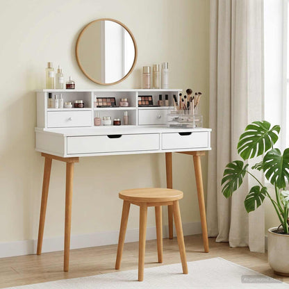 vidaXL Dressing Table Set FAUSKE 2 pcs White 100 x 50 x 103.5 cm
