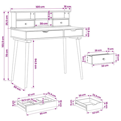 vidaXL Dressing Table Set FAUSKE 2 pcs White 100 x 50 x 103.5 cm