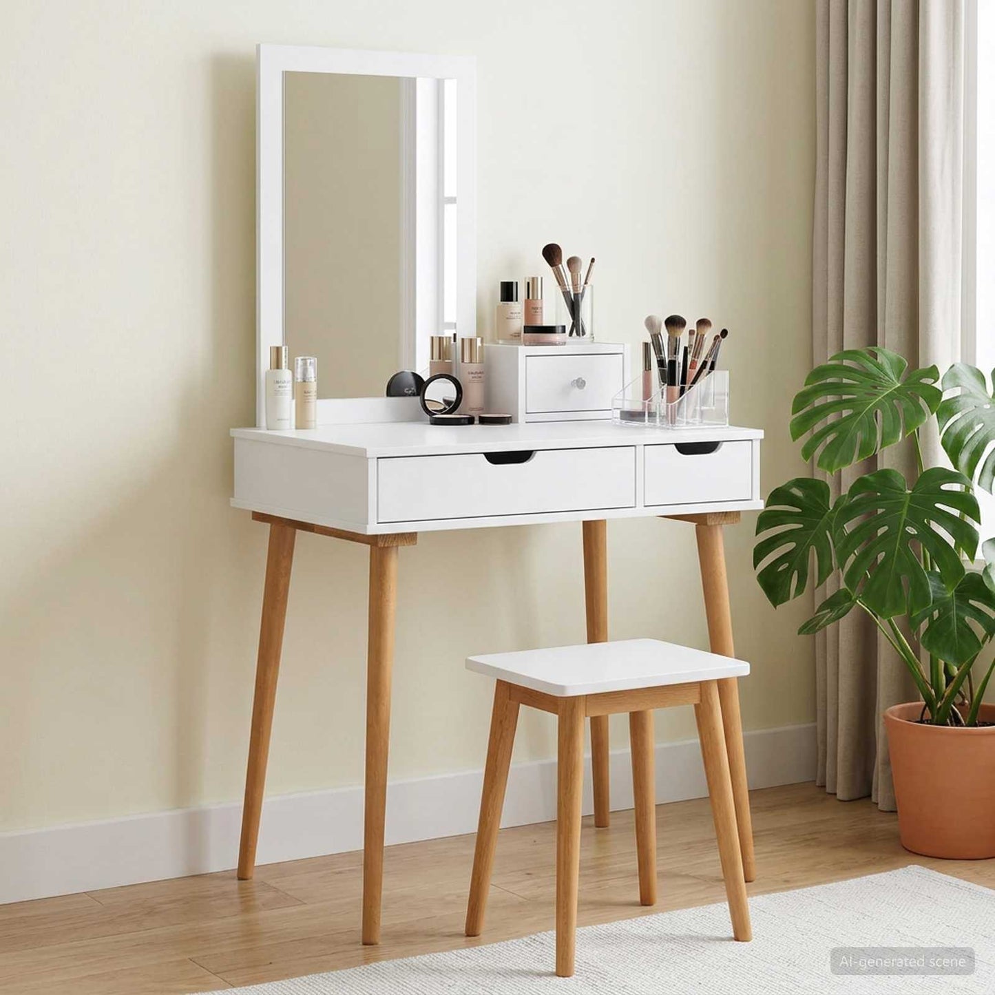 vidaXL Dressing Table Set FAUSKE 3 pcs White 76 x 50 x 143 cm