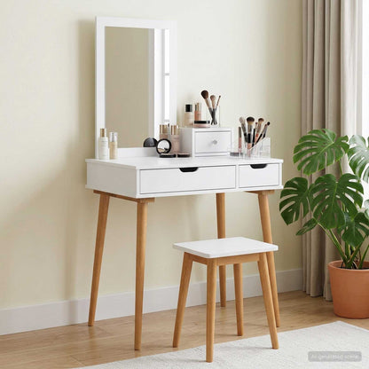 vidaXL Dressing Table Set FAUSKE 3 pcs White 76 x 50 x 143 cm