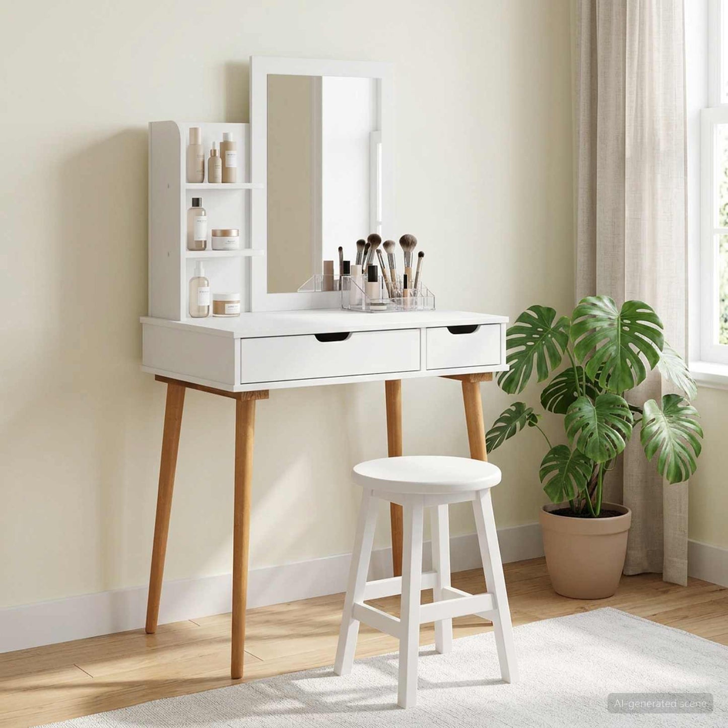 vidaXL Dressing Table Set FAUSKE 3 pcs White 76 x 50 x 143 cm