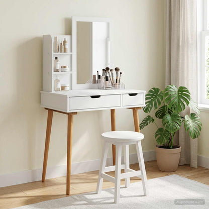 vidaXL Dressing Table Set FAUSKE 3 pcs White 76 x 50 x 143 cm