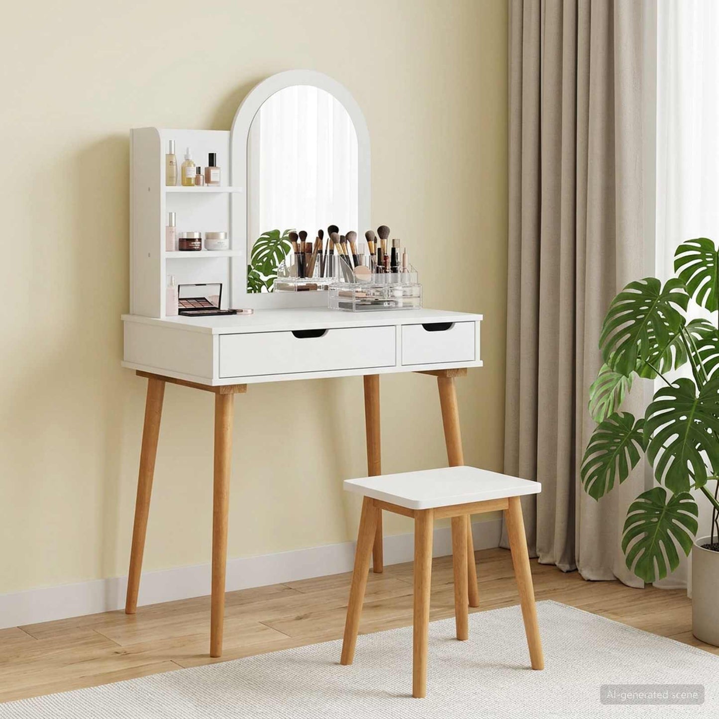 vidaXL Dressing Table Set FAUSKE 3 pcs White 76 x 50 x 143 cm