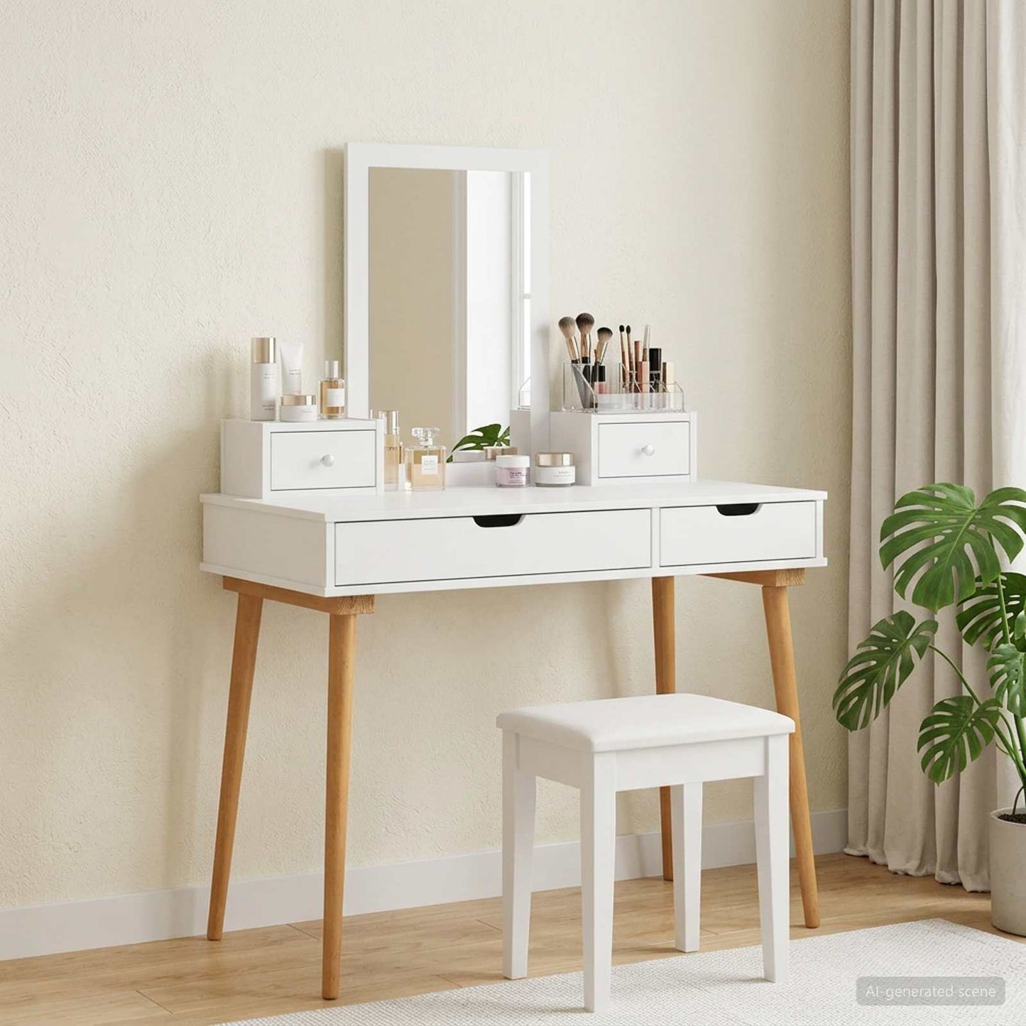 vidaXL Dressing Table Set FAUSKE 4 pcs White 100 x 50 x 143 cm
