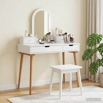 vidaXL Dressing Table Set FAUSKE 4 pcs White 100 x 50 x 143 cm