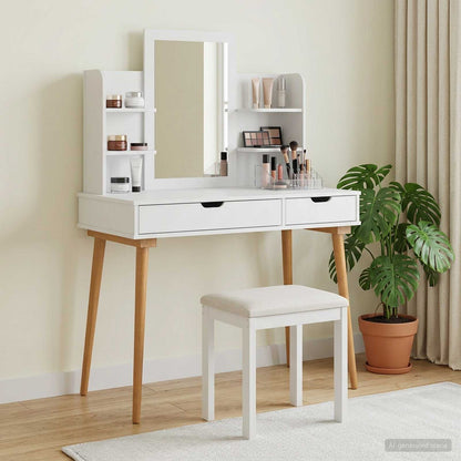 vidaXL Dressing Table Set FAUSKE 4 pcs White 100 x 50 x 143 cm