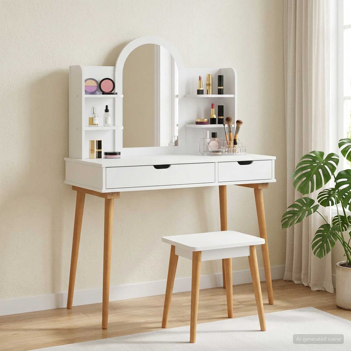 vidaXL Dressing Table Set FAUSKE 4 pcs White 100 x 50 x 143 cm