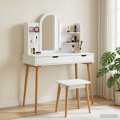 vidaXL Dressing Table Set FAUSKE 4 pcs White 100 x 50 x 143 cm