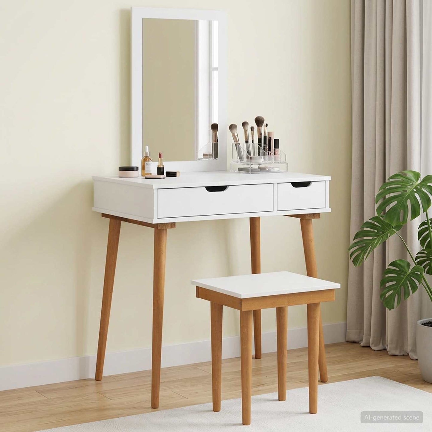 vidaXL Dressing Table Set FAUSKE 3 pcs White 76 x 50 x 143 cm
