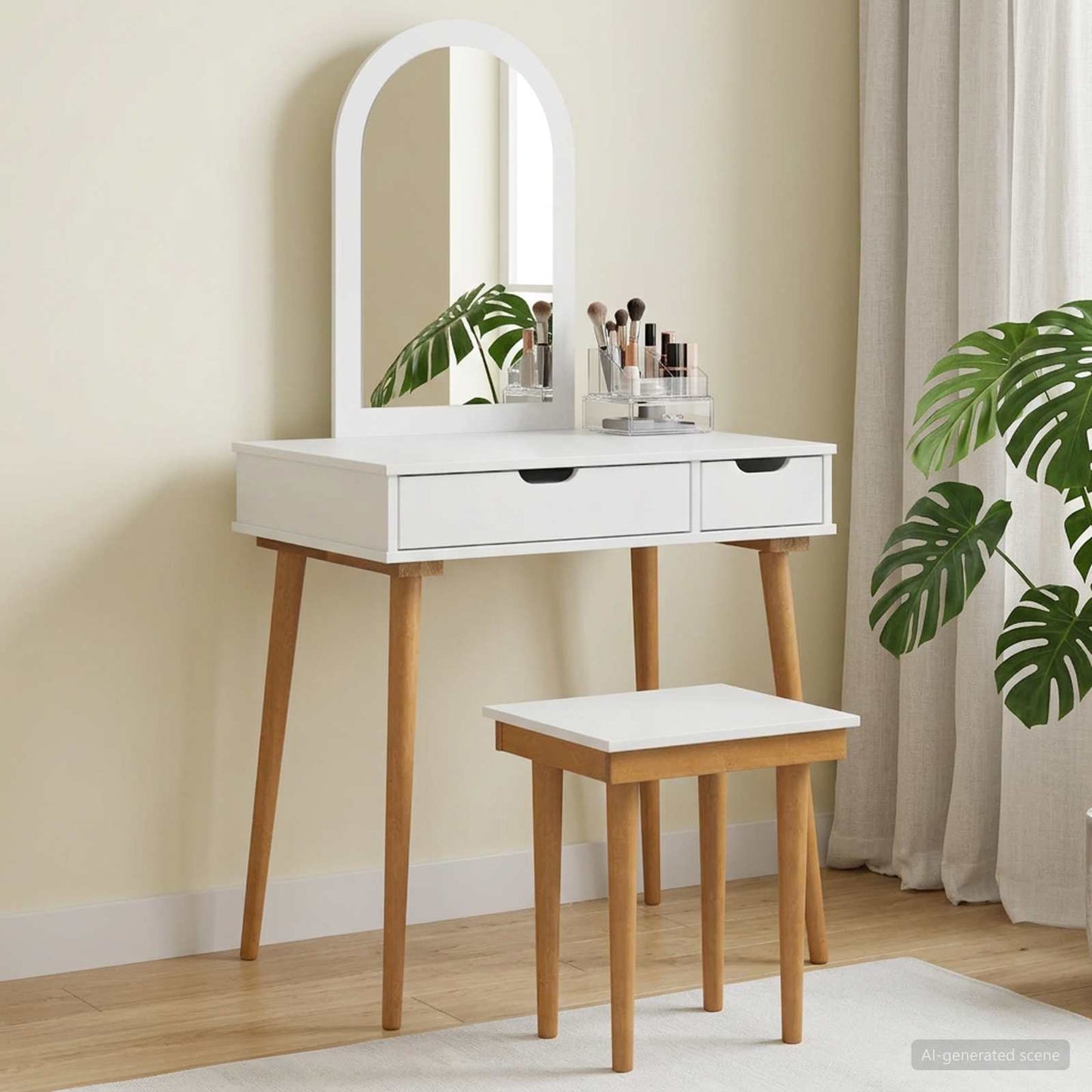 vidaXL Dressing Table Set FAUSKE 3 pcs White 76 x 50 x 143 cm