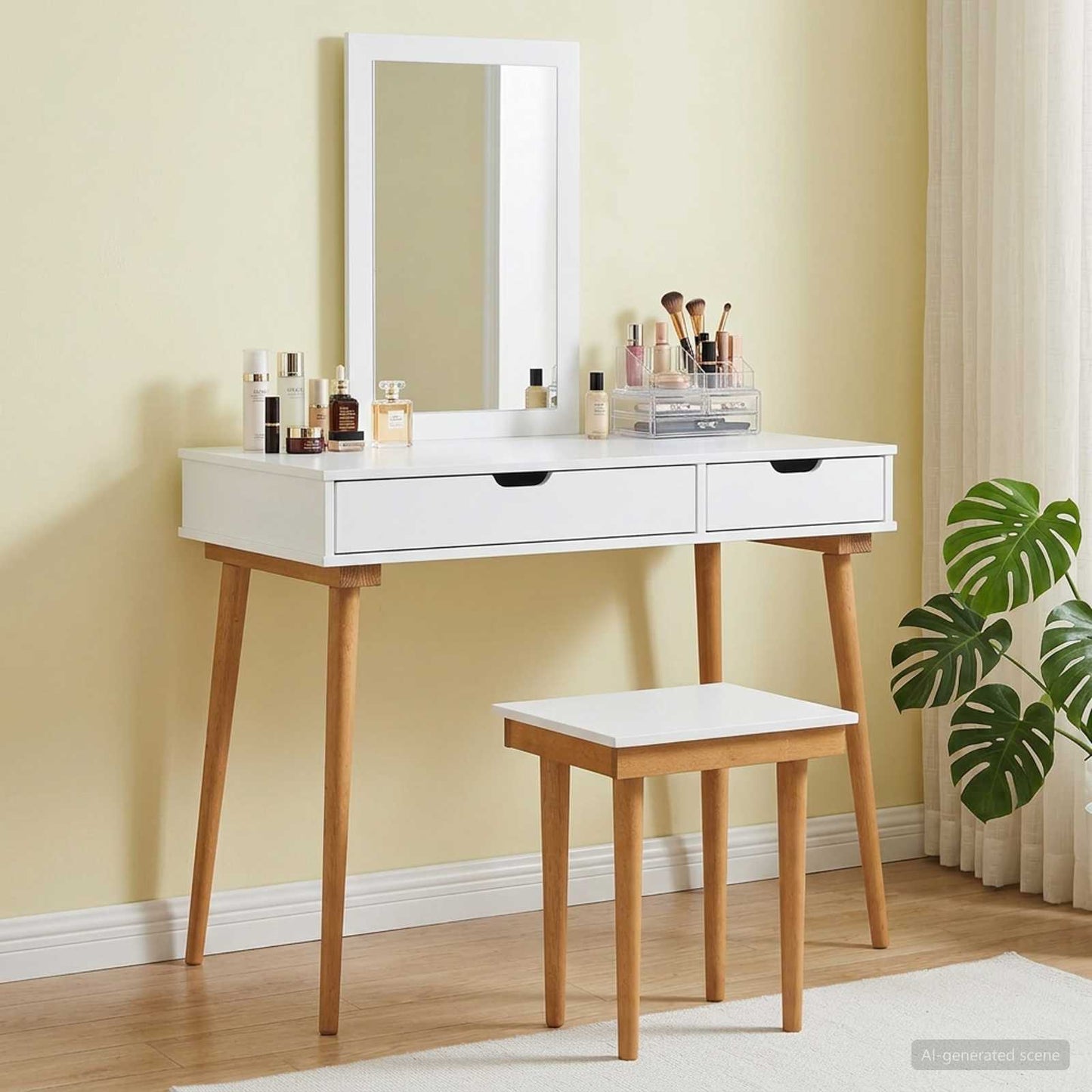 vidaXL Dressing Table Set FAUSKE 3 pcs White 100 x 50 x 143 cm