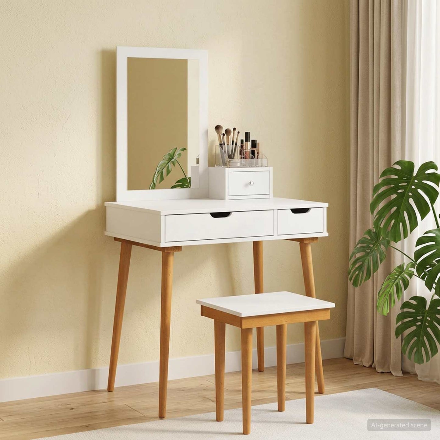 vidaXL Dressing Table Set FAUSKE 4 pcs White 76 x 50 x 143 cm