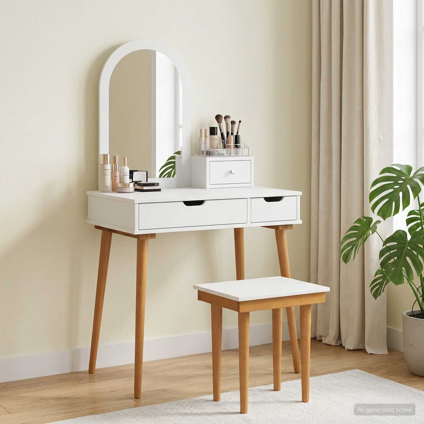 vidaXL Dressing Table Set FAUSKE 4 pcs White 76 x 50 x 143 cm