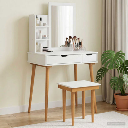 vidaXL Dressing Table Set FAUSKE 4 pcs White 76 x 50 x 143 cm