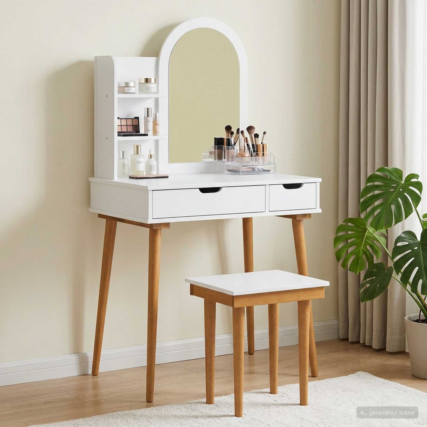 vidaXL Dressing Table Set FAUSKE 4 pcs White 76 x 50 x 143 cm