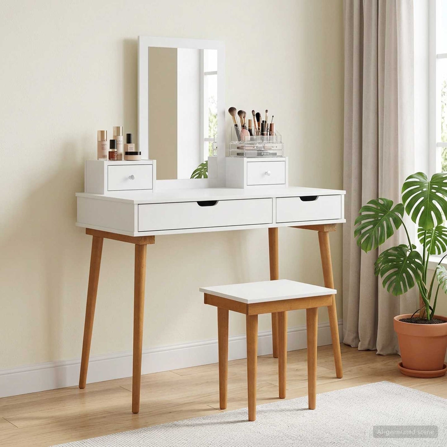 vidaXL Dressing Table Set FAUSKE 5 pcs White 100 x 50 x 143 cm