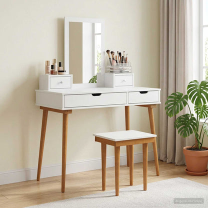 vidaXL Dressing Table Set FAUSKE 5 pcs White 100 x 50 x 143 cm
