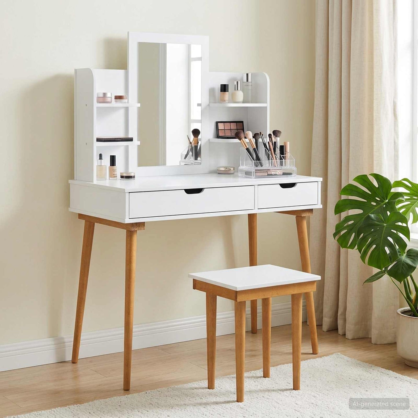 vidaXL Dressing Table Set FAUSKE 5 pcs White 100 x 50 x 143 cm
