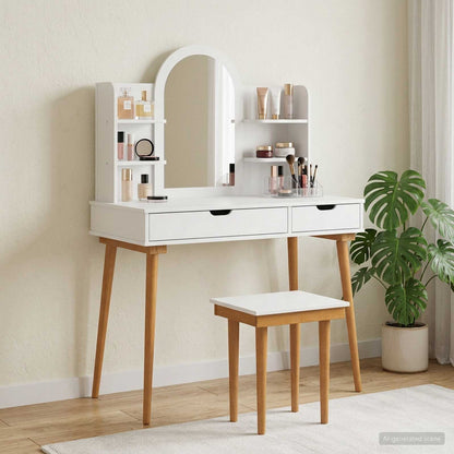 vidaXL Dressing Table Set FAUSKE 5 pcs White 100 x 50 x 143 cm
