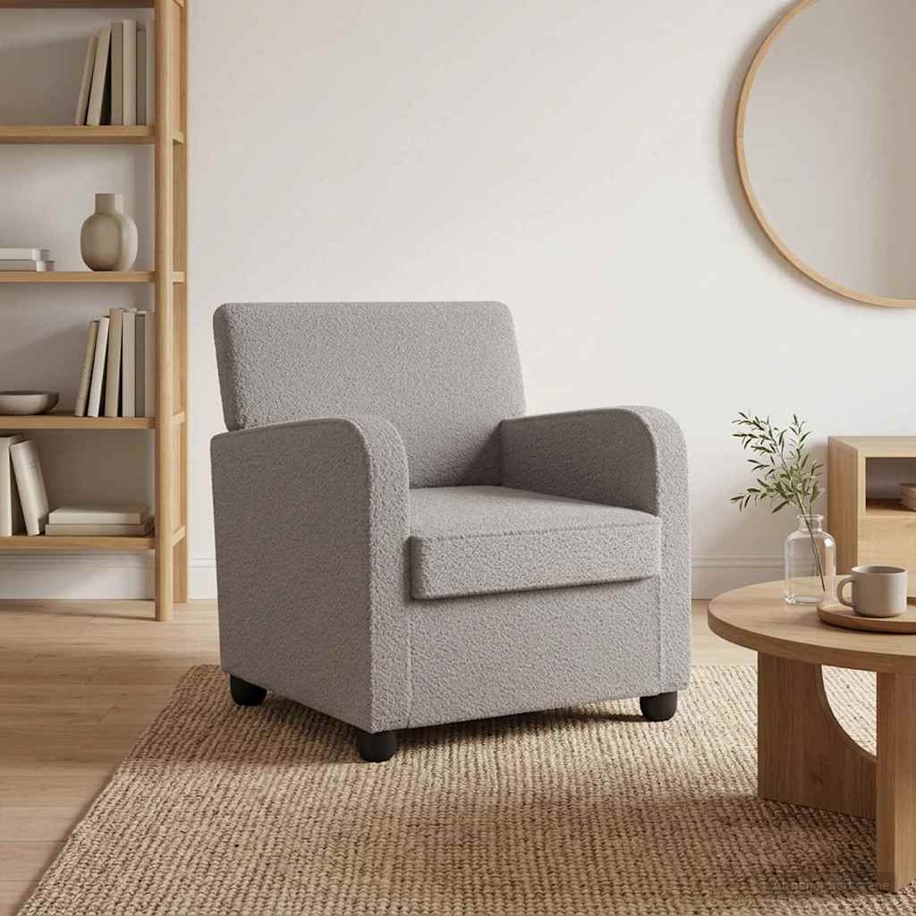 vidaXL Armchair Light Grey Faux Lamb Fleece