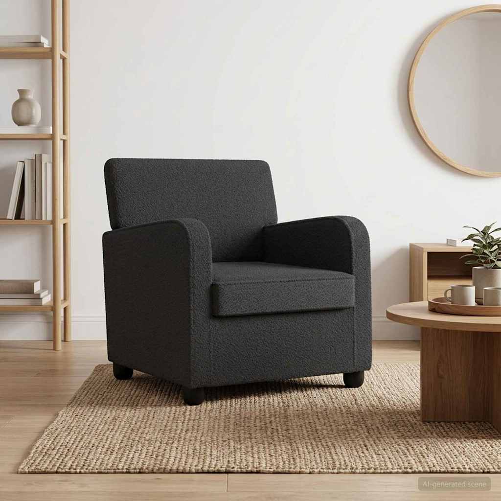 vidaXL Armchair Dark Grey Faux Lamb Fleece