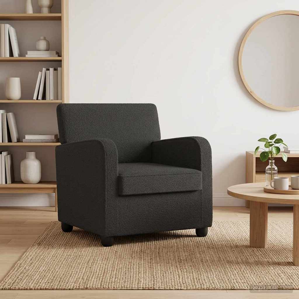 vidaXL Armchair Black Faux Lamb Fleece
