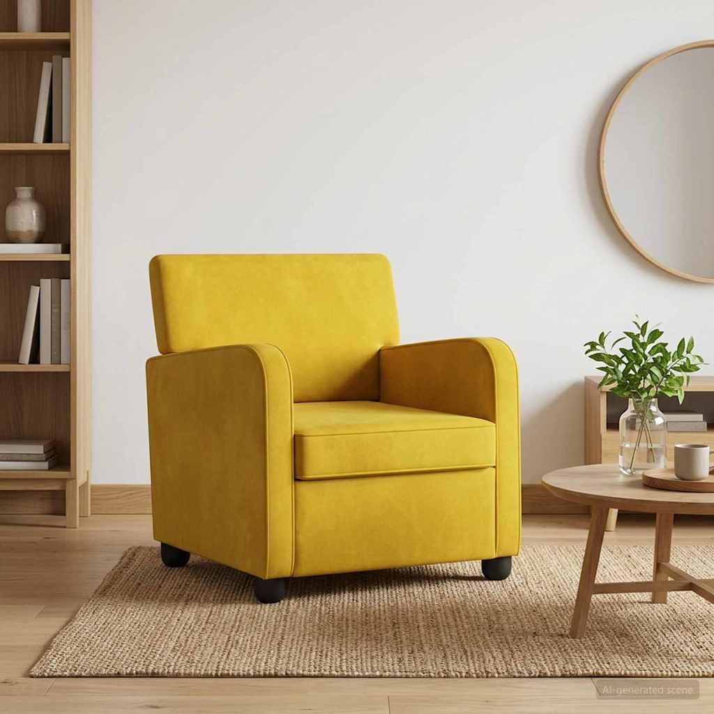 vidaXL Armchair Yellow Velvet
