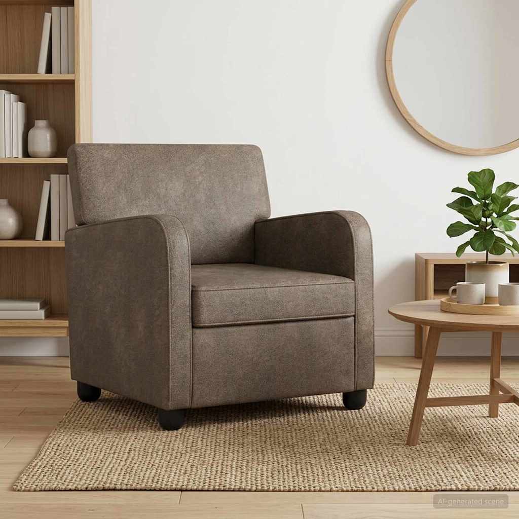 vidaXL Armchair Dark Grey Faux Suede Leather