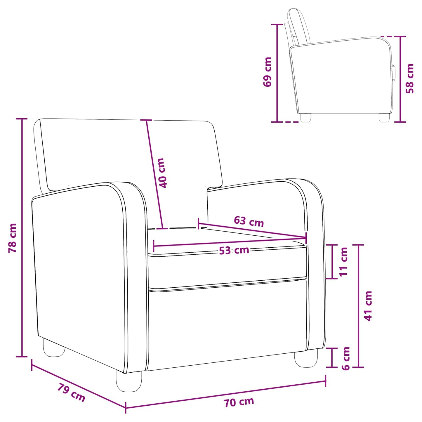 vidaXL Armchair Dark Grey Faux Suede Leather