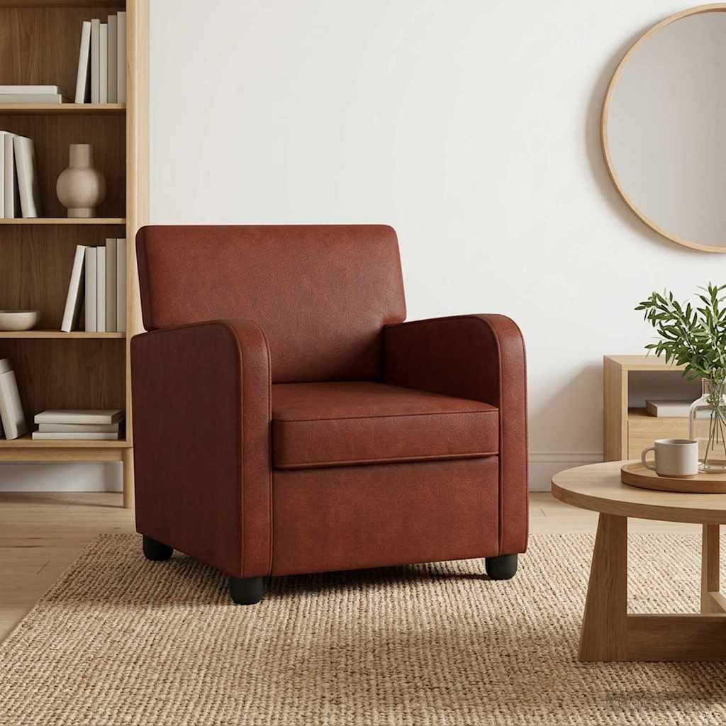 vidaXL Armchair Antique Shiny Brown Faux Leather