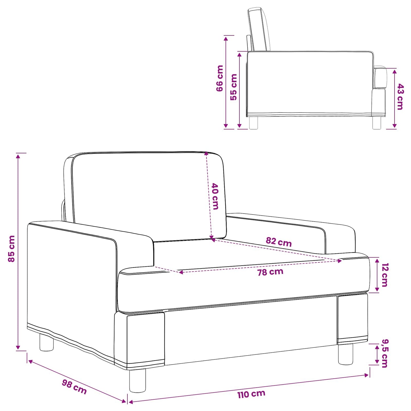 vidaXL Armchair Light Grey Fabric