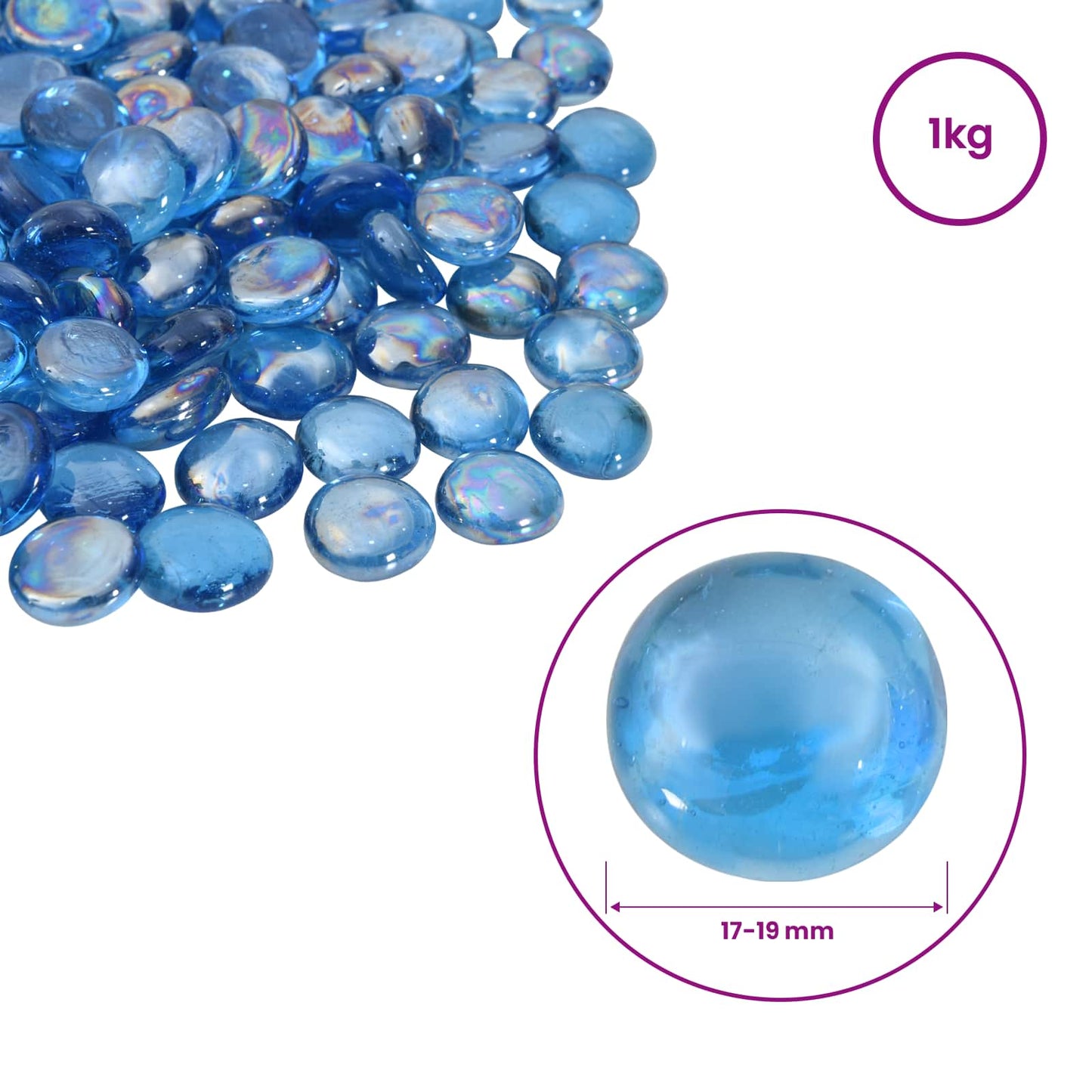 vidaXL Glass Nugget 17-19 mm Light Cobalt Blue Glass