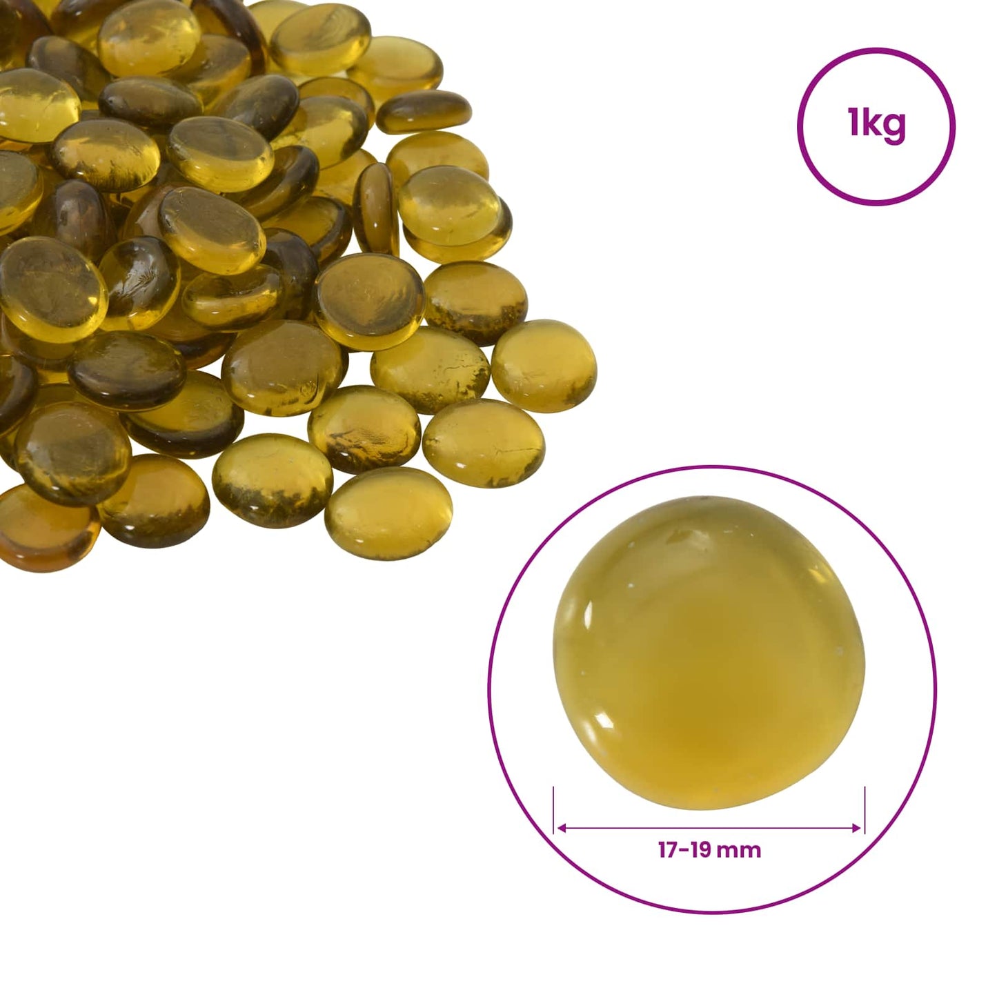 vidaXL Glass Nugget 17-19 mm Yellow Glass
