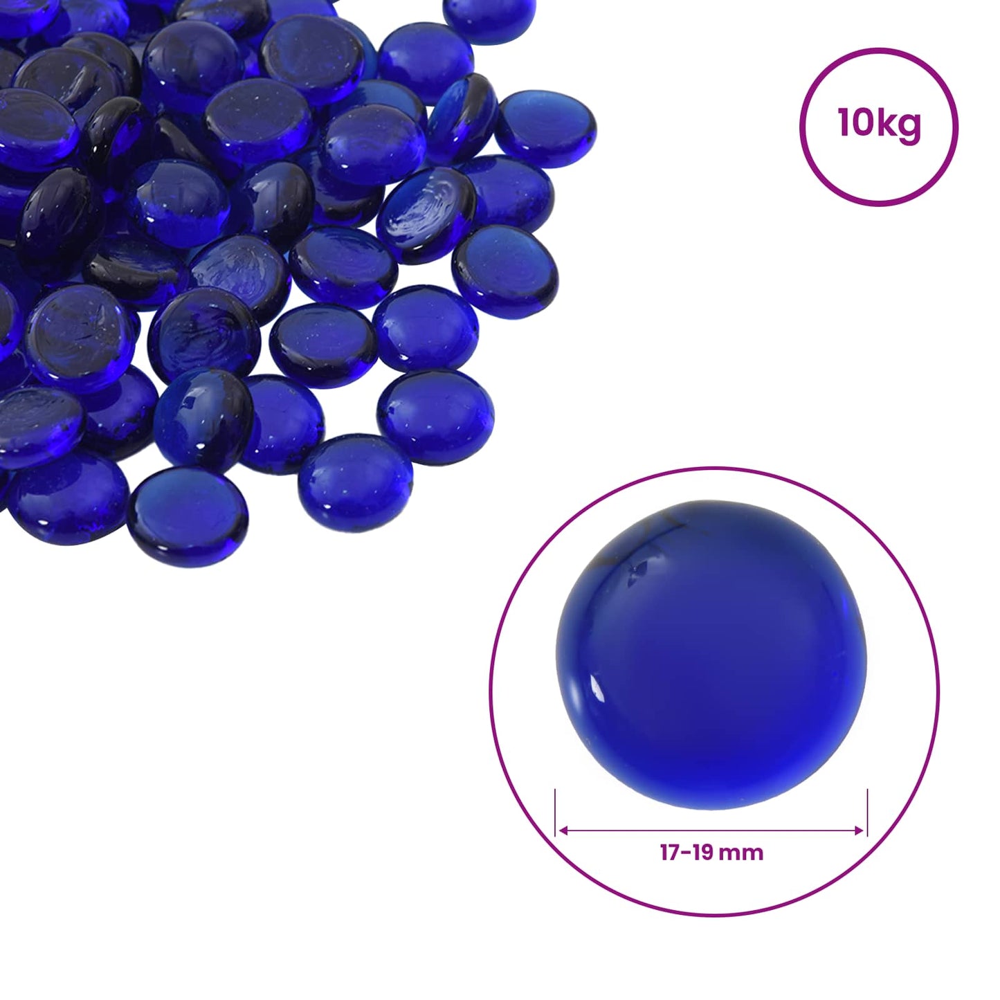 vidaXL Glass Nugget 17-19 mm Cobalt Blue Glass
