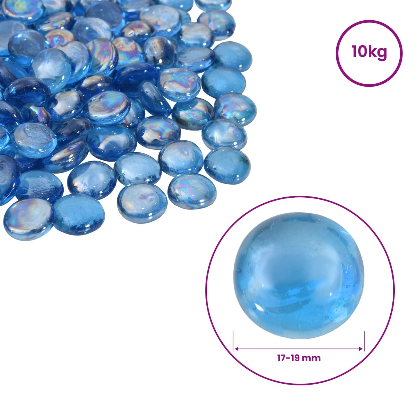 vidaXL Glass Nugget 17-19 mm Light Cobalt Blue Glass