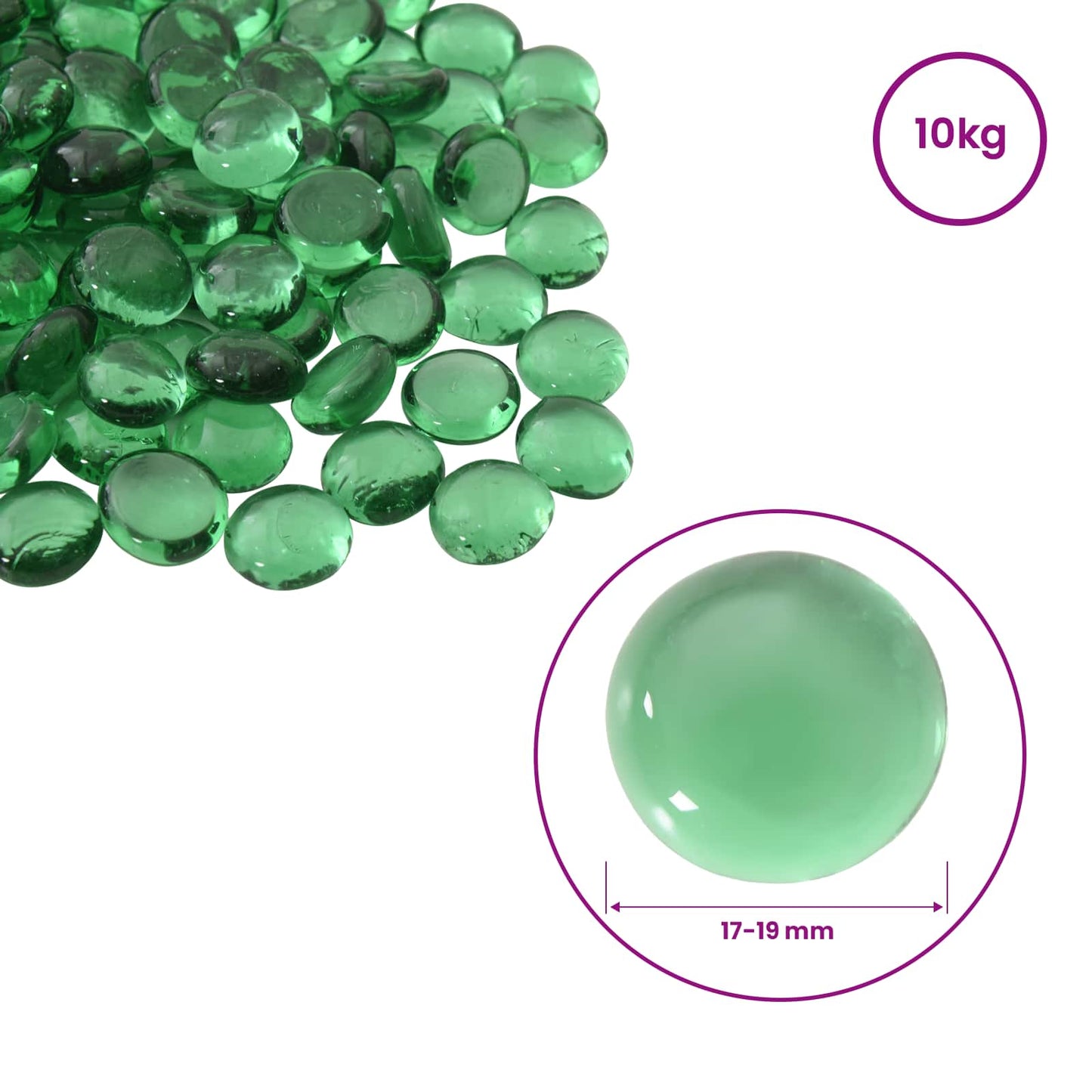 vidaXL Glass Nugget 17-19 mm Green Glass