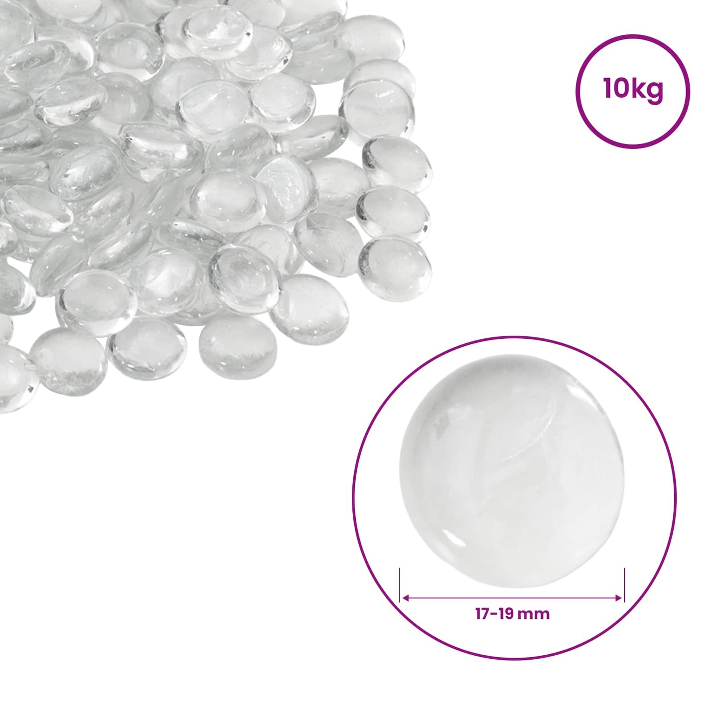 vidaXL Glass Nugget 17-19 mm Transparent Glass