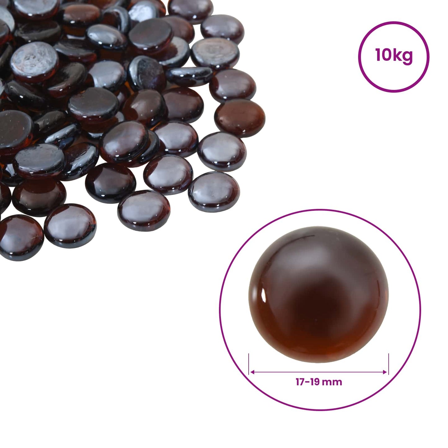 vidaXL Glass Nugget 17-19 mm Amber Flash Glass