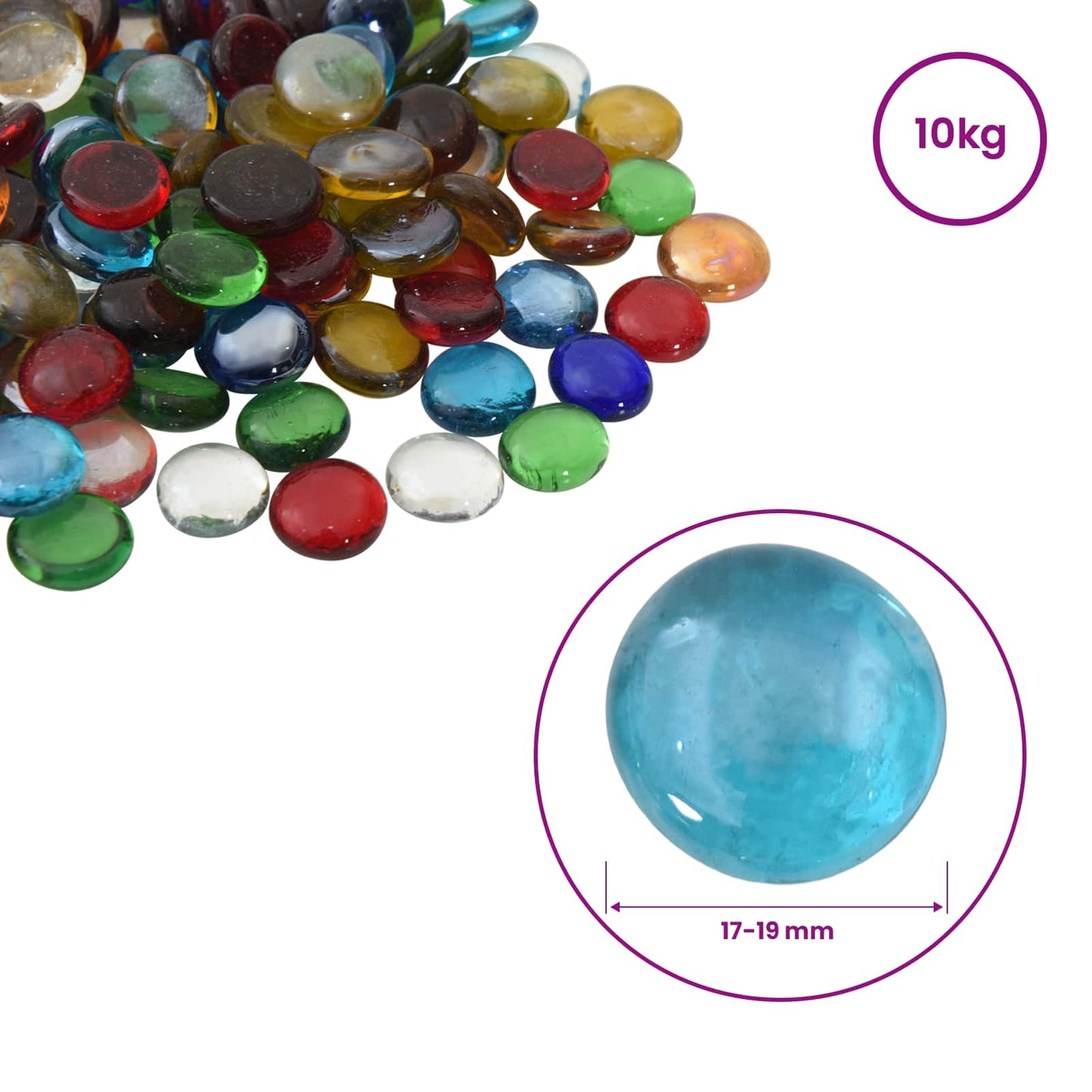 vidaXL Glass Nugget 17-19 mm Multicolour Glass