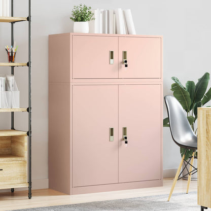 vidaXL Storage Cabinet 2 pcs Pink 90 x 40 x 130 cm Steel Lockable