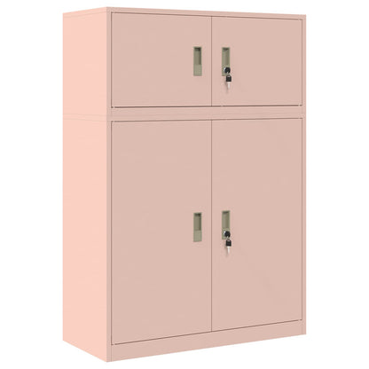 vidaXL Storage Cabinet 2 pcs Pink 90 x 40 x 130 cm Steel Lockable