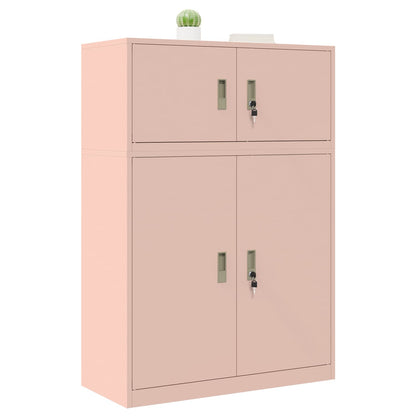vidaXL Storage Cabinet 2 pcs Pink 90 x 40 x 130 cm Steel Lockable