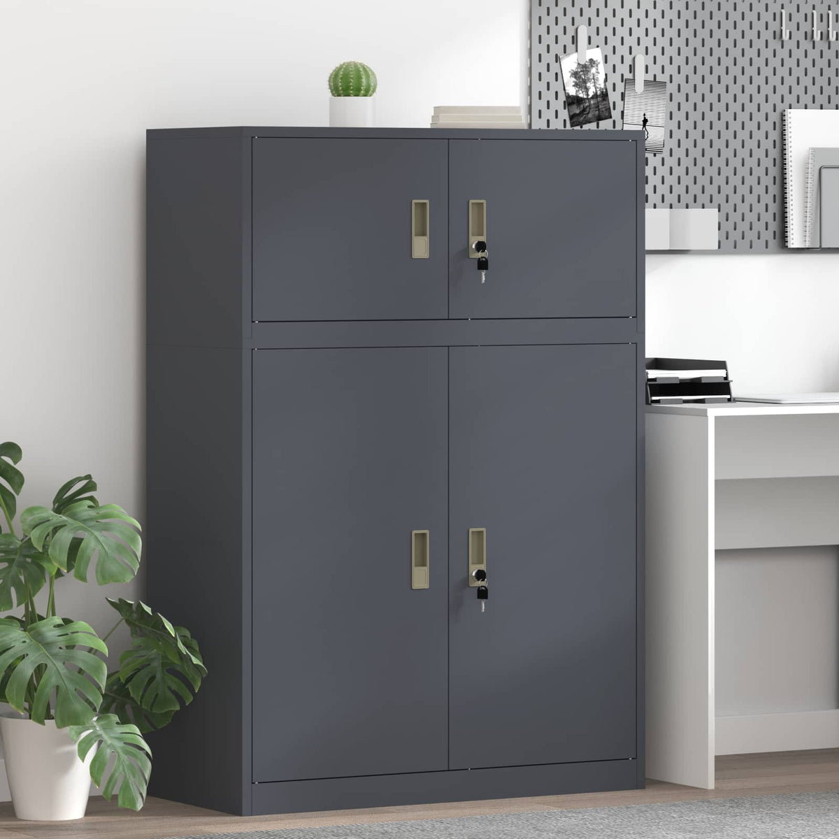 vidaXL Storage Cabinet 2 pcs Anthracite 90 x 40 x 130 cm Steel