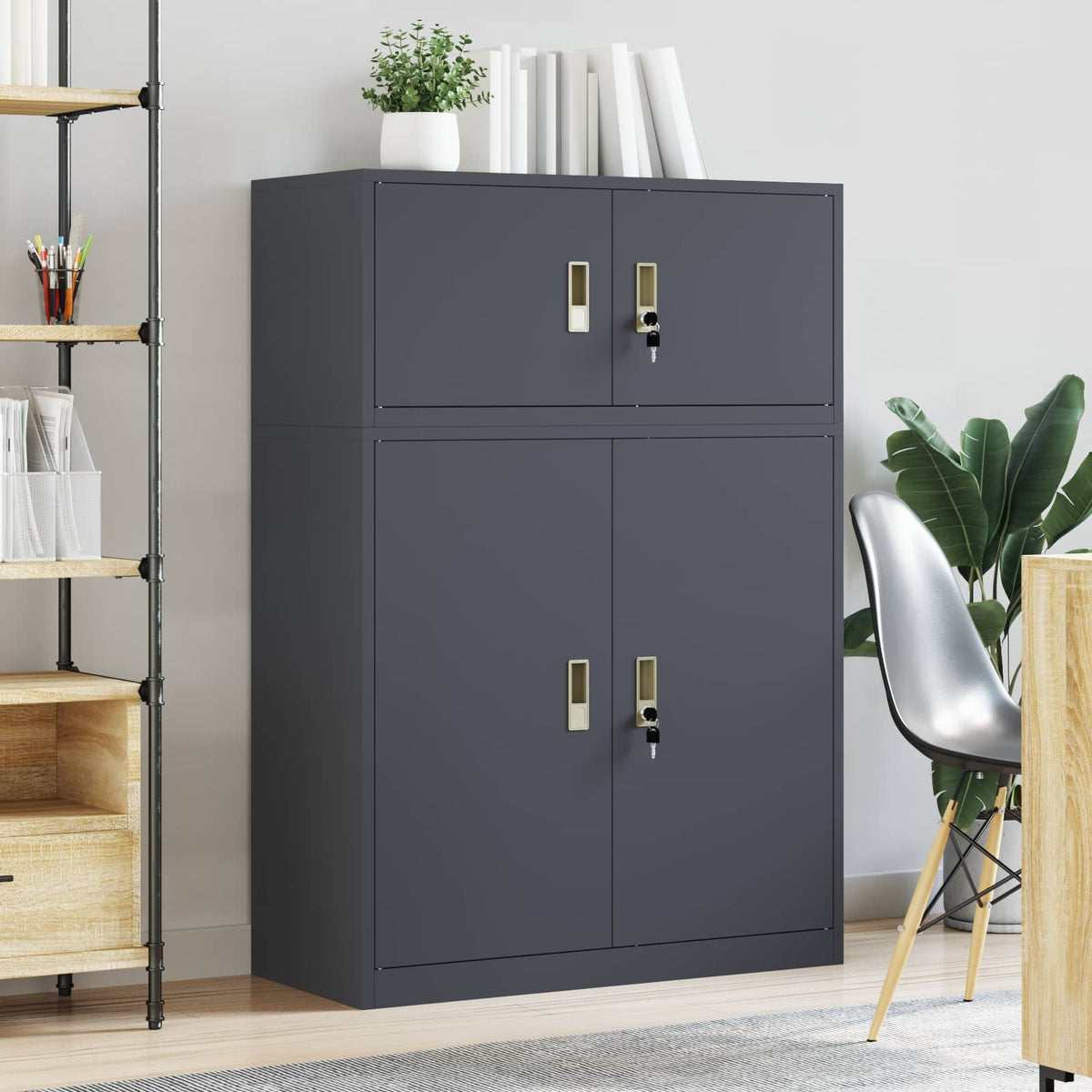 vidaXL Storage Cabinet 2 pcs Anthracite 90 x 40 x 130 cm Steel