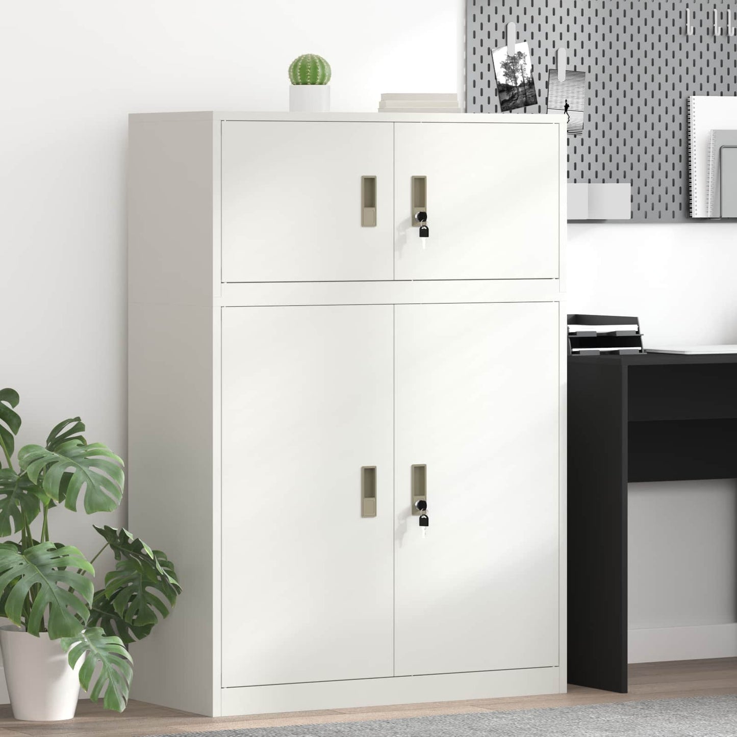 vidaXL Storage Cabinet 2 pcs White 90 x 40 x 130 cm Steel Lockable