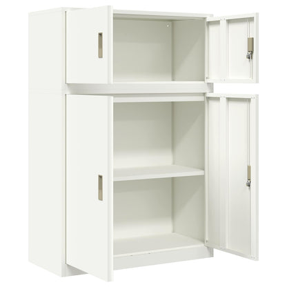 vidaXL Storage Cabinet 2 pcs White 90 x 40 x 130 cm Steel Lockable