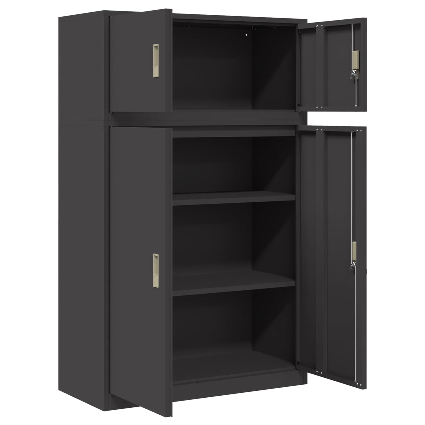 vidaXL Storage Cabinet 2 pcs Black 90 x 40 x 145 cm Steel Lockable