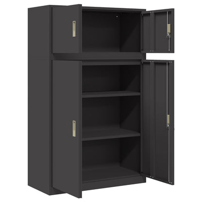 vidaXL Storage Cabinet 2 pcs Black 90 x 40 x 145 cm Steel Lockable