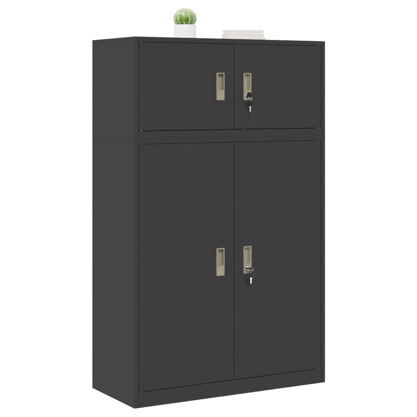 vidaXL Storage Cabinet 2 pcs Black 90 x 40 x 145 cm Steel Lockable