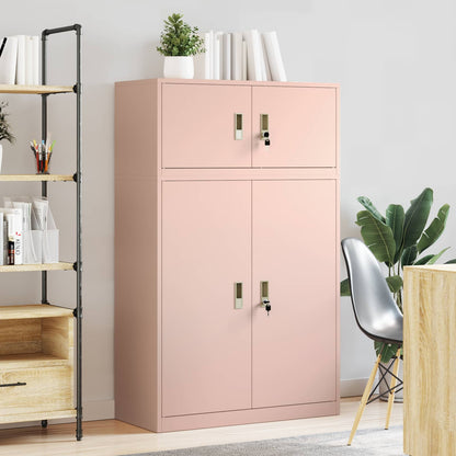 vidaXL Storage Cabinet 2 pcs Pink 90 x 40 x 145 cm Steel Lockable
